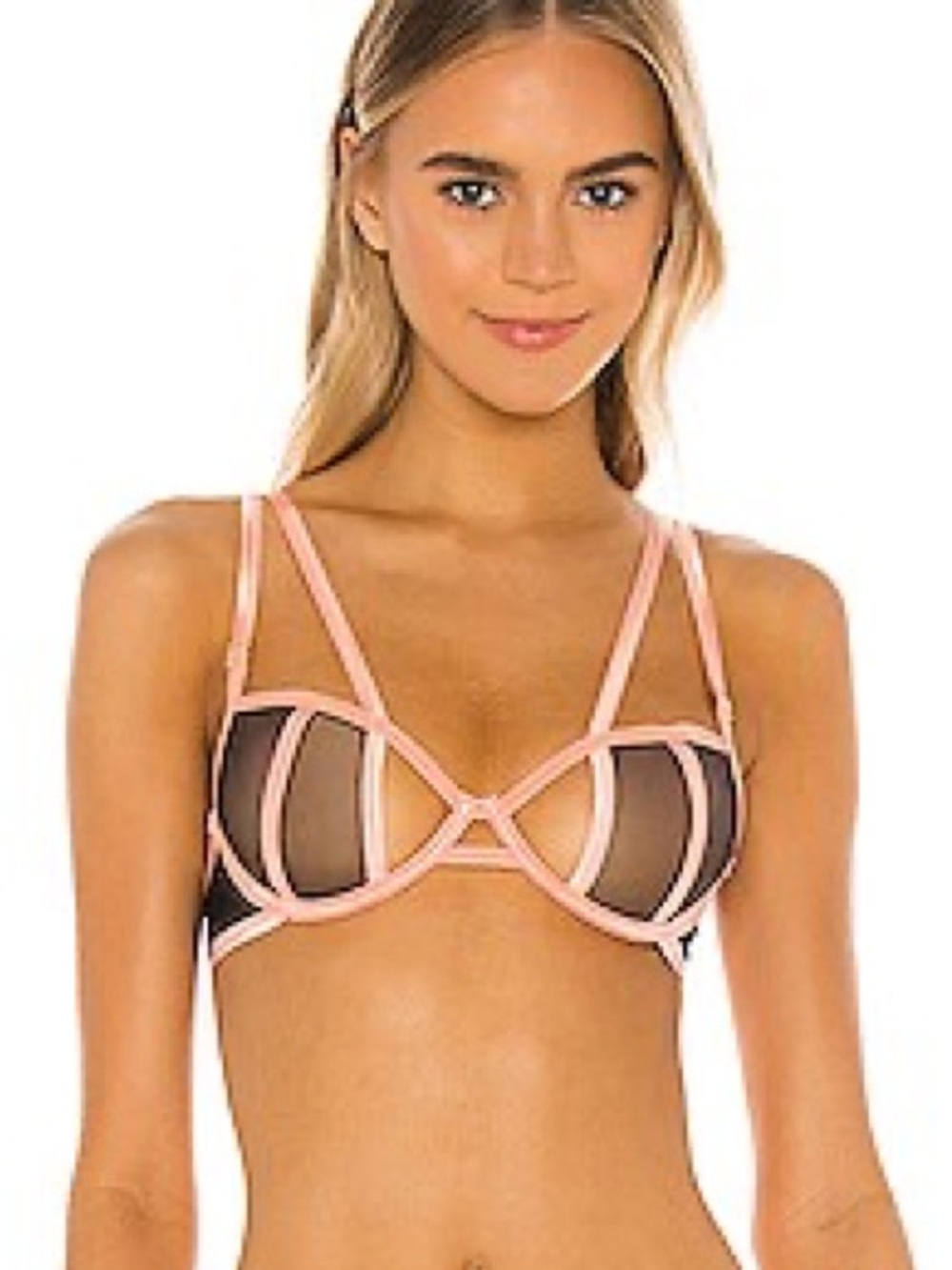 NWT Bluebella Sheer Aurora Strappy Bra in Terracotta & Black Size 34C
